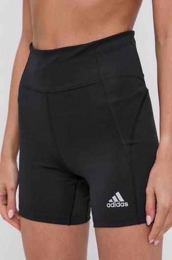 Šortky adidas Performance GU3835 dámske, čierna farba, jednofarebné, stredne vysoký pás