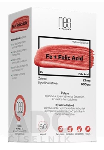 NesVitamins Fe 21 mg + Folic Acid 600 µg 60 kapsúl