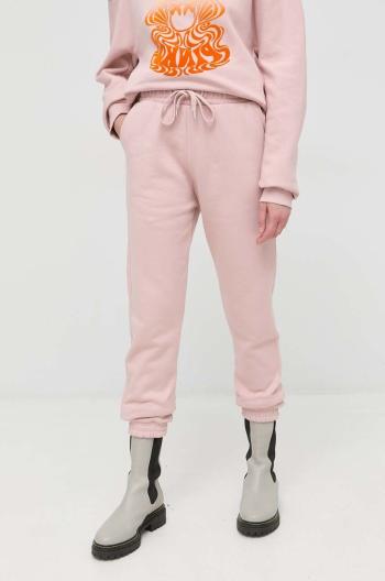 Bavlnené tepláky Pinko dámske, ružová farba, s potlačou