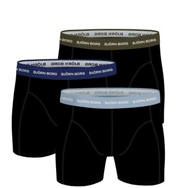 BJÖRN BORG - 3PACK essential black boxerky s farebným pásom-XL (97-103 cm)