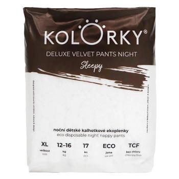 KOLORKY Deluxe Velvet nočné nohavičkové plienky XL (12-16 kg) 17 kusov