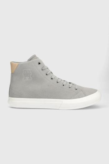 Semišové tenisky Tommy Hilfiger TH HI VULC STREET SUEDE šedá farba, FM0FM04797