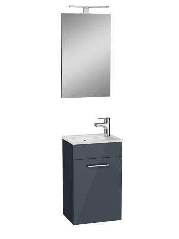 Kúpeľňová zostava s umývadlom, zrkadlom a osvetlením Vitra Mia 39x61x28 cm antracitový lesk MIASET40A