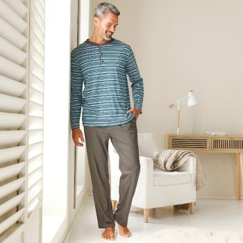 Blancheporte Pruhované pyžamo s nohavicami a tuniským výstrihom antracitová/modrá 107/116 (XL)