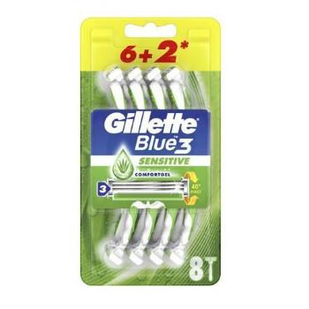 Gillette Blue3 Sensitive Pánsky Jednorazový Holiaci Strojček 8ks