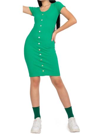 Zelené priliehavé midi šaty s krátkymi rukávmi vel. M