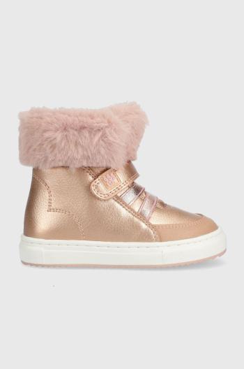 Detské zimné kožené topánky Garvalin ružová farba