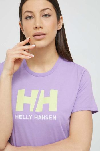 Bavlnené tričko Helly Hansen fialová farba