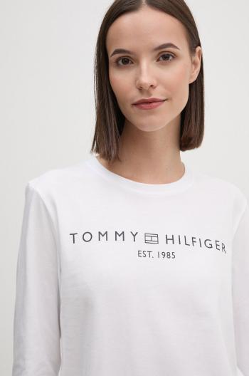 Bavlnené tričko s dlhým rukávom Tommy Hilfiger biela farba, WW0WW43620