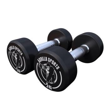 Gorilla Sports Guľaté jednoručné činky, gumové, 2 x 5 kg