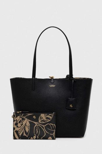 Obojstranná kabelka Lauren Ralph Lauren čierna farba