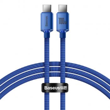 Baseus Crystal Shine kábel USB-C / USB-C 5A 100W 1.2m, modrý (CAJY000603)