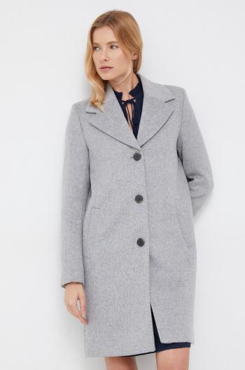 Vlnený kabát Selected Femme šedá farba, prechodný,