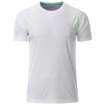 James & Nicholson Pánske funkčné tričko JN496 - Bielo-žiarivo zelená | XXL