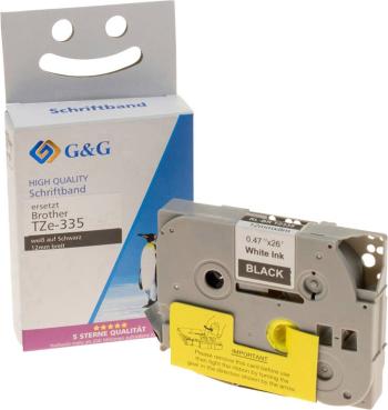 páska do štítkovača  G&G 15558 kompatibilná náhradný Brother TZe-335  Farba pásky: čierna Farba písma: biela 12 mm 8 m