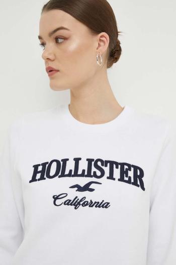 Mikina Hollister Co. dámska, biela farba, s nášivkou