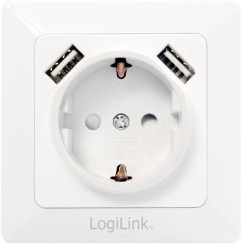 LogiLink PA0162 1-násobný zásuvka do steny  s USB, detská ochrana IP20 biela