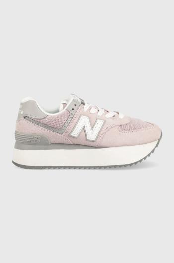 Tenisky New Balance WL574ZSE ružová farba