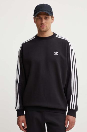 Mikina adidas Originals Adicolor Oversized Crew pánska, čierna farba, s nášivkou, IZ1829