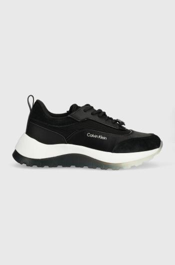 Tenisky Calvin Klein RUNNER LACE UP - LTH/SAT čierna farba, HW0HW01447