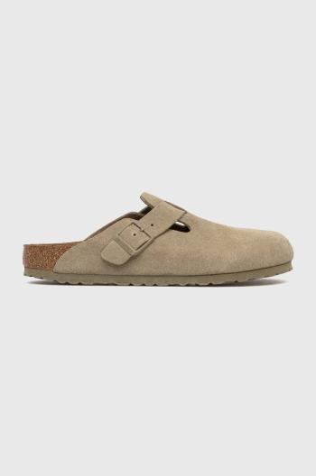 Semišové šľapky Birkenstock 1025844 dámske, zelená farba, Boston