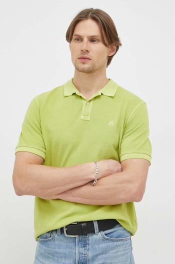 Bavlnené polo tričko Marc O'Polo pánske, zelená farba, jednofarebné