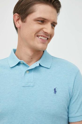 Bavlnené polo tričko Polo Ralph Lauren modrá farba, jednofarebné