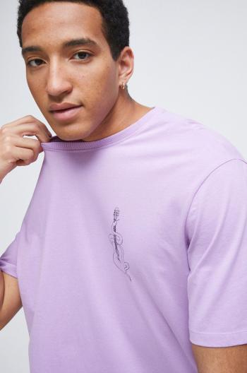Bavlnené tričko Medicine fialová farba, s potlačou