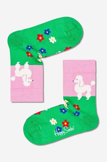 Detské ponožky Happy Socks Poodle & Flowers zelená farba, KPDF01-7300