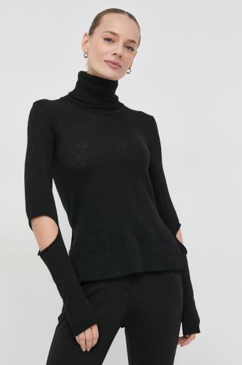 Vlnený sveter Beatrice B dámsky, čierna farba, tenký, s rolákom