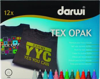 Darwi Tex Fabric Opak Marker Set Sada textilných fixiek 12 x 6 ml