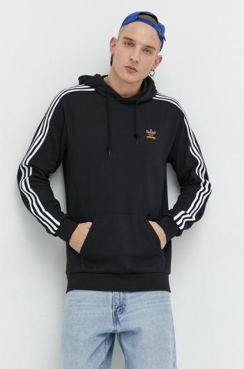 Bavlnená mikina adidas Originals pánska, čierna farba, s kapucňou, s nášivkou