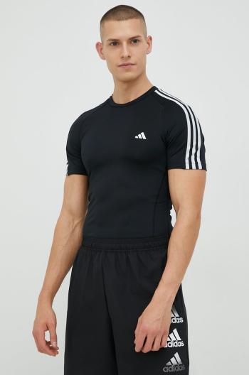 Tréningové tričko adidas Performance Techfit 3-stripes čierna farba, s nášivkou