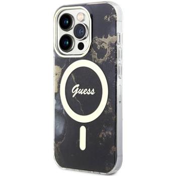 Guess Marble IML MagSafe Kompatibilný Zadný Kryt na iPhone 13 Pro Black (GUHMP13LHTMRSK)