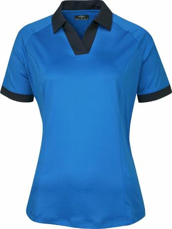 Callaway Womens Short Sleeve V-Placket Colourblock Polo Blue Sea Star XL