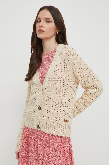 Kardigán Pepe Jeans GRACE CARDIGAN dámsky, béžová farba, tenký, PL702102