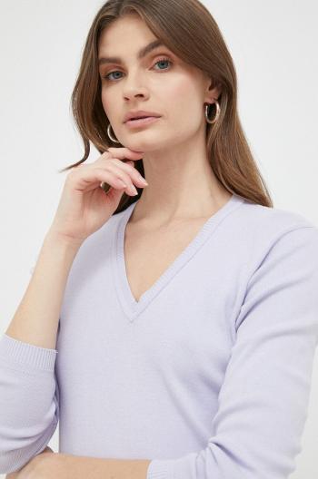 Bavlnený sveter United Colors of Benetton fialová farba, tenký