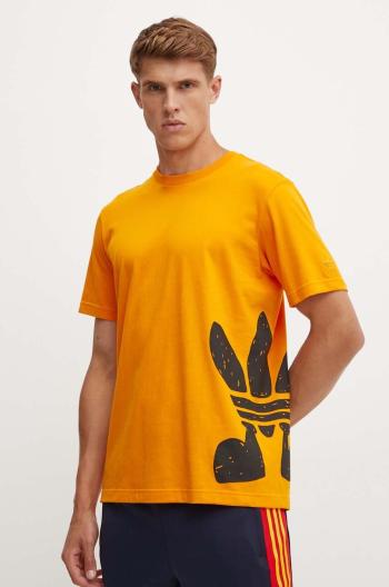 Bavlnené tričko adidas Originals pánske, oranžová farba, s potlačou, IX6749