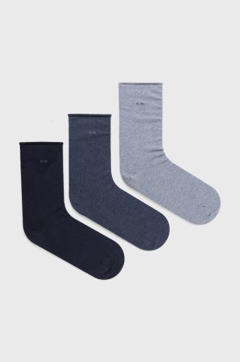 Ponožky Calvin Klein (3-pak) dámske, modrá farba