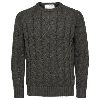 Selected  SLHBILL LS KNIT CABLE CREW NECK W - 16086658  Svetre Šedá