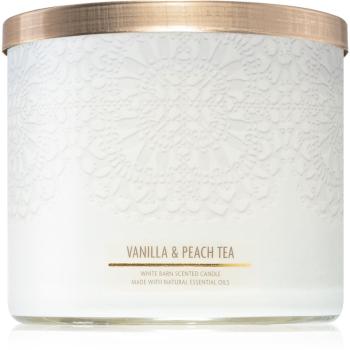 Bath & Body Works Vanilla & Peach Tea vonná sviečka 411 g