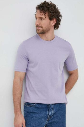 Bavlnené tričko Sisley fialová farba, jednofarebné