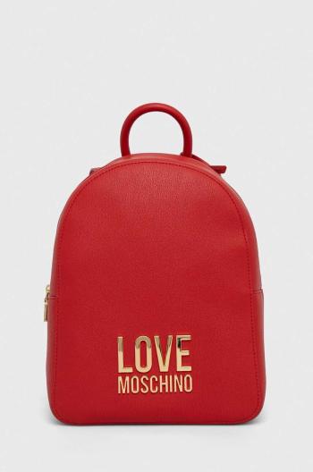 Ruksak Love Moschino dámsky, červená farba, malý, s nášivkou