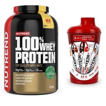 Nutrend 100% Whey Protein 2250 g, vanilka + MULTIPACK Protein bar + šejker, 4× 55 g + 600 ml