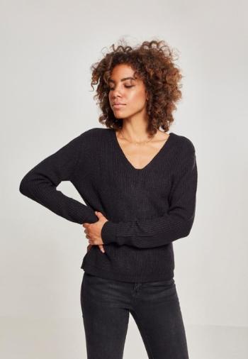Urban Classics Ladies Back Lace Up Sweater black - 5XL