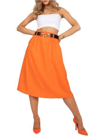 Oranžová midi sukňa s opaskom vel. ONE SIZE
