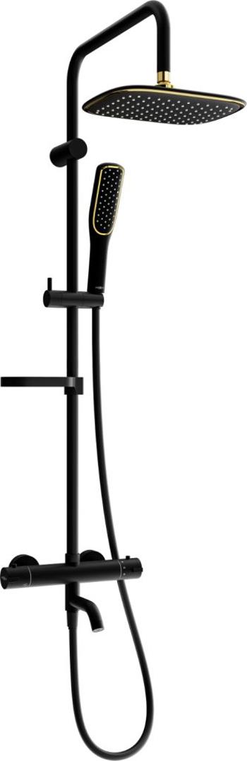 MEXEN/S - KX49 vaňový stĺp s termostatickou batériou, čierna / zlato 779004991-75