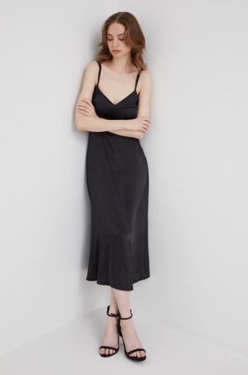 Šaty Sisley čierna farba, midi, áčkový strih