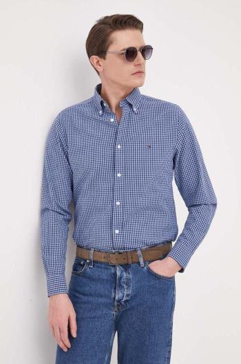 Bavlnená košeľa Tommy Hilfiger pánska, tmavomodrá farba, regular, s golierom button-down