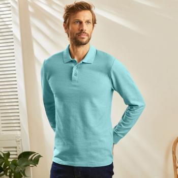 Blancheporte Jednofarebné polo tričko z piké úpletu, s dlhými rukávmi morská zelená 107/116 (XL)